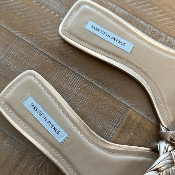 Saks Fifth Avenue Gold Woven Sandals - Picture 4 of 7